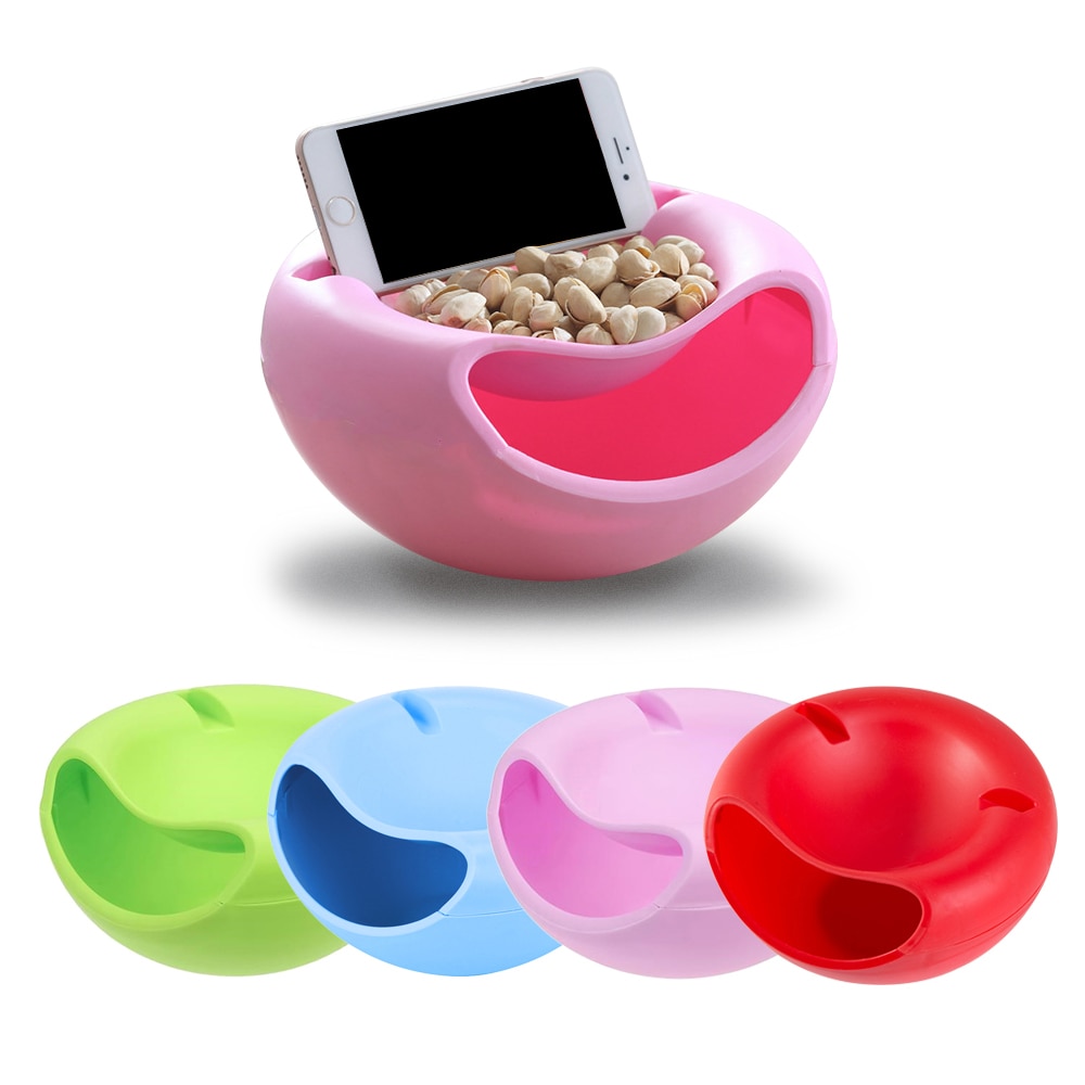 1 PCS Modern Living Room Creative Shape Lazy Snack Bowl Plastic Double Layers Snack Storage Box Bowl Lazy Fruit Plate Bowl